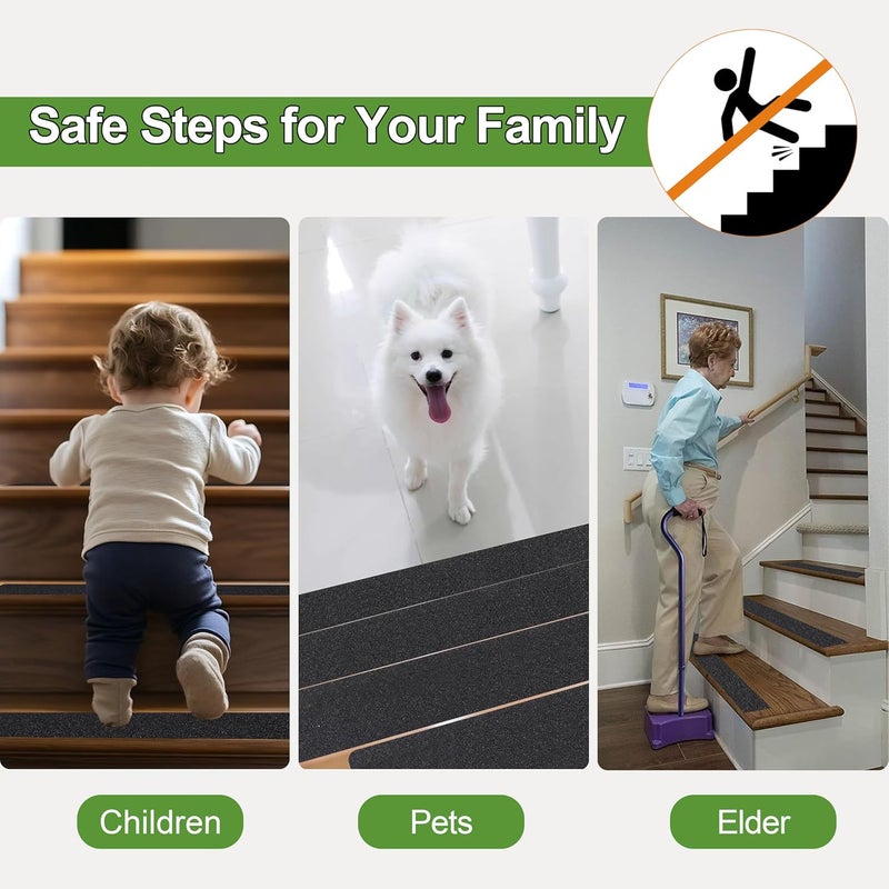 LLPT Grip Tape 4" x 36 Ft Ft Black Heavy Duty Anti Slip Tape for Stairs Waterproof Outdoor Indoor Non Slip Traction Strips for Stair Steps Boats Ramp Staircase Tread (ASB411) - Image 4